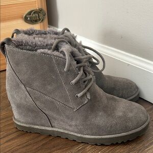 UGG Gray Suede Wedge Boots size 8
